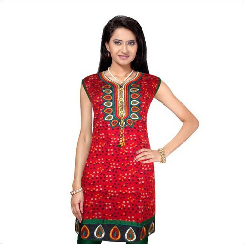 Ladies Printed Cotton Kurtis - Customized Size, Short Sleeve Style | Breathable, Washable, No Fade, Quick Dry for Casual and Formal Ethnic Wear
