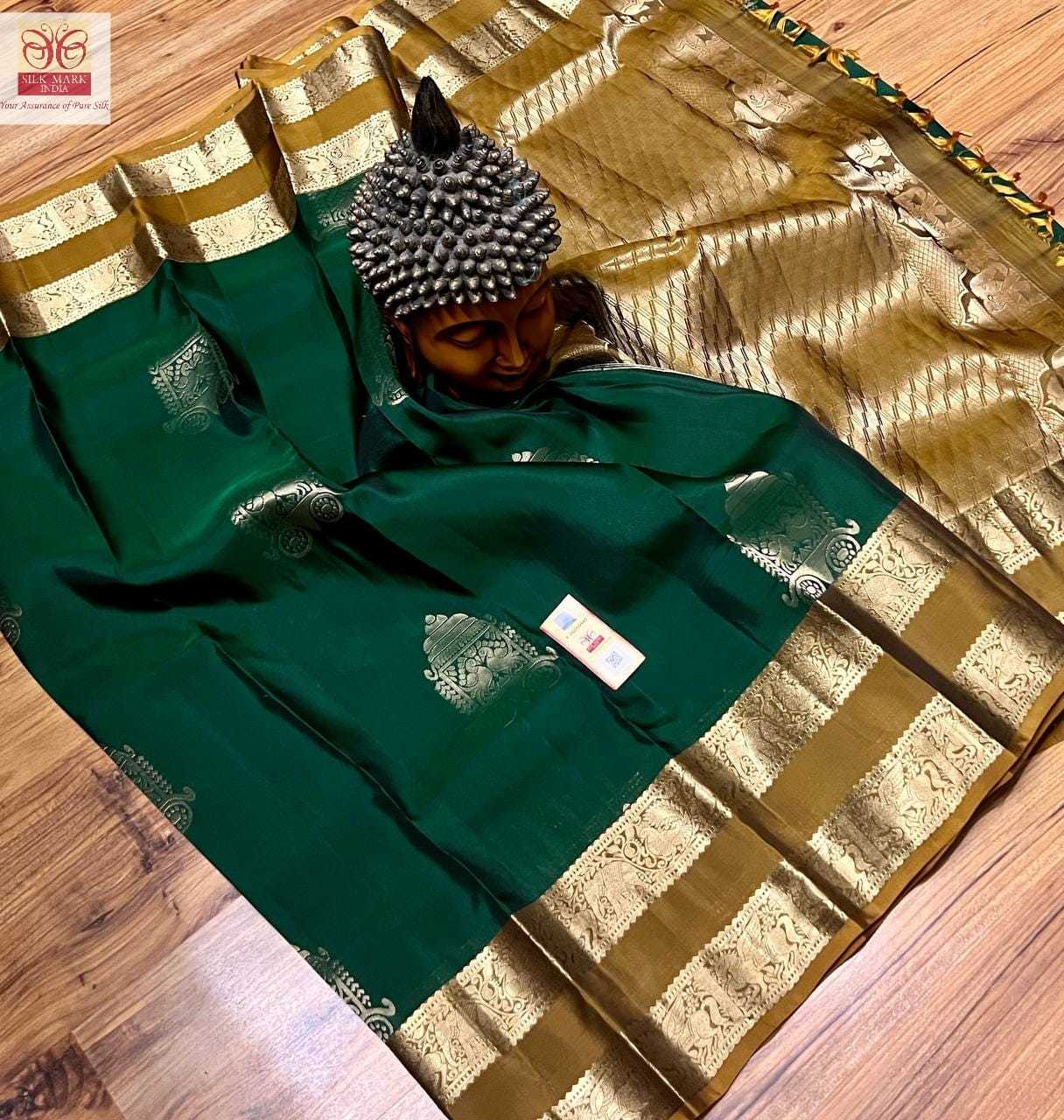 Green Pure Kanjivaram Silk With Double Warp