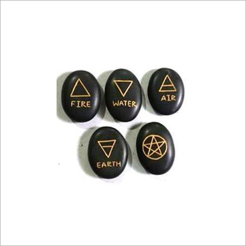 Black Agate Five Element Symbol Set - Grade: Premium