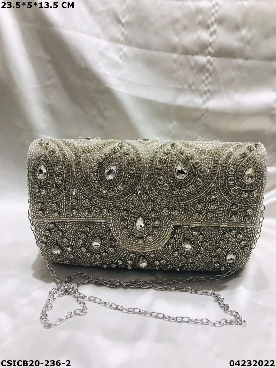 Bridal Ethnic Evening Clutch Bag - Cotton Lining, 23.5x5x13.5 Cm | Multi-colored, Embroidered Design, Royal Look For Special Occasions