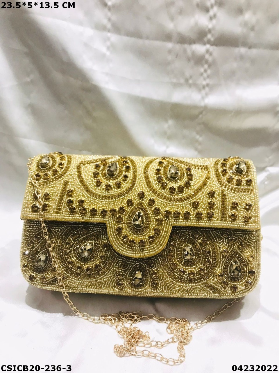 Bridal Ethnic Evening Clutch Bag - Cotton Lining, 23.5x5x13.5 Cm | Multi-colored, Embroidered Design, Royal Look For Special Occasions