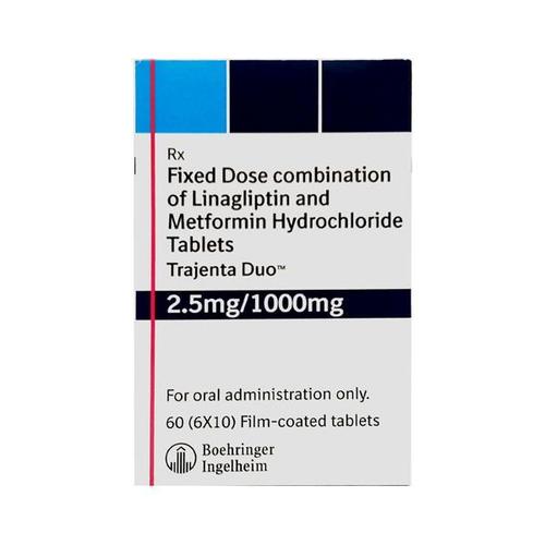 ट्रैजेंटा डुओ (लिनाग्लिप्टिन-मेटफोर्मिन) 2.5mg/1000mg टैबलेट सामान्य दवाएं