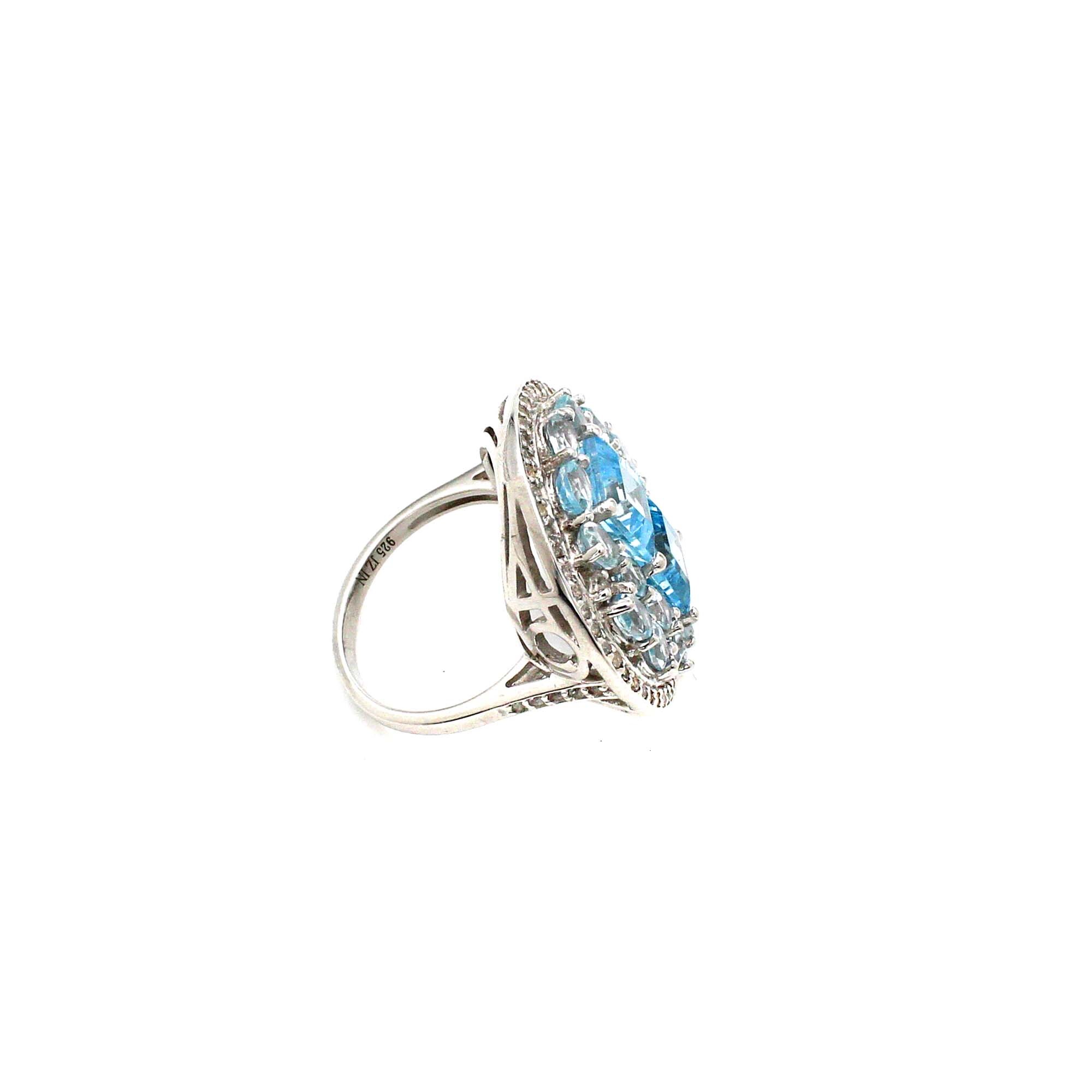 925 Sterling Silver Blue Topaz Designer Ring