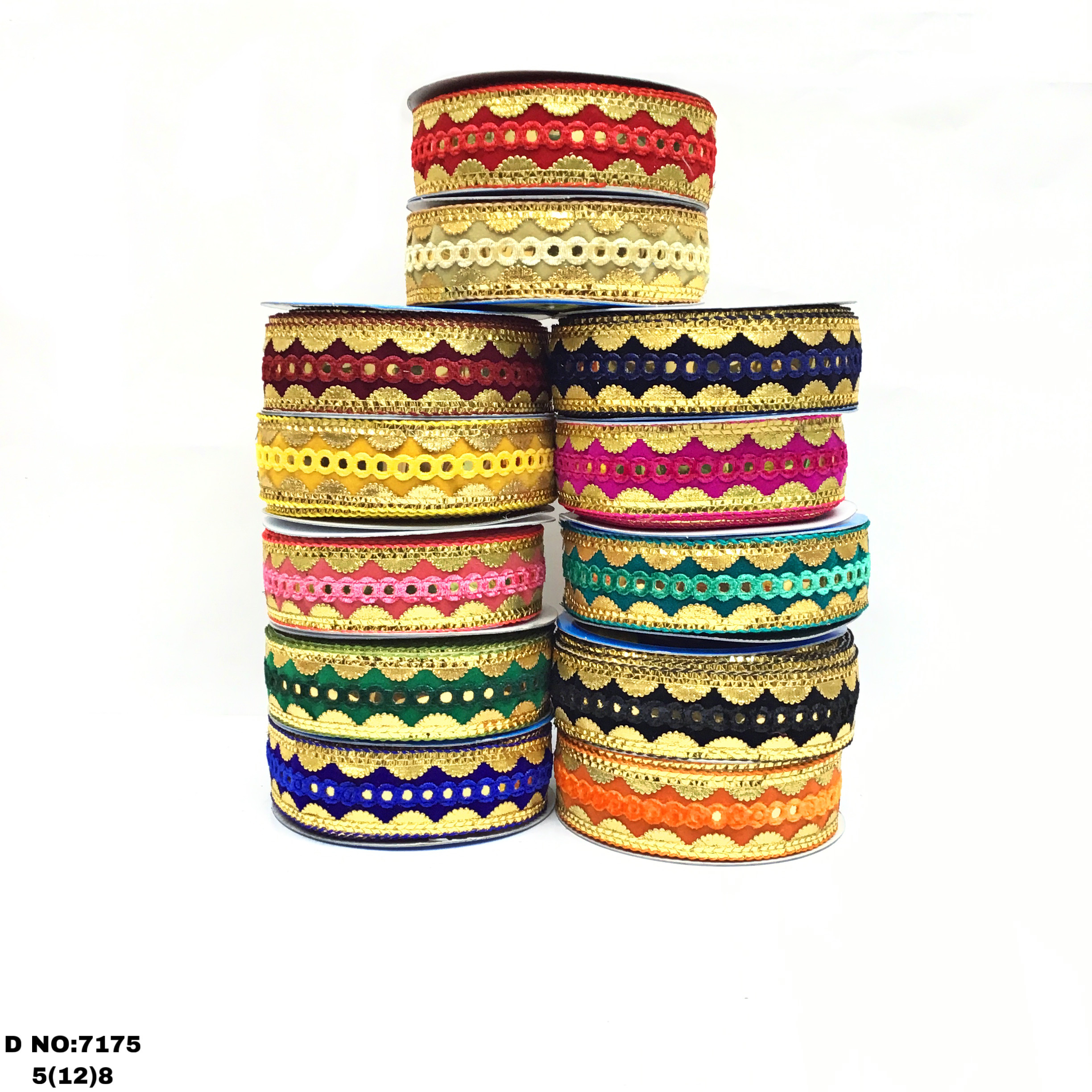 Fancy Lace - Velvet Fabric, 9 Meters Long, 1.5 To 0.5 Inches Wide | Soft Texture, Elegant Striped Pattern, Rich Color Options Including Red, Rani, Black, And More