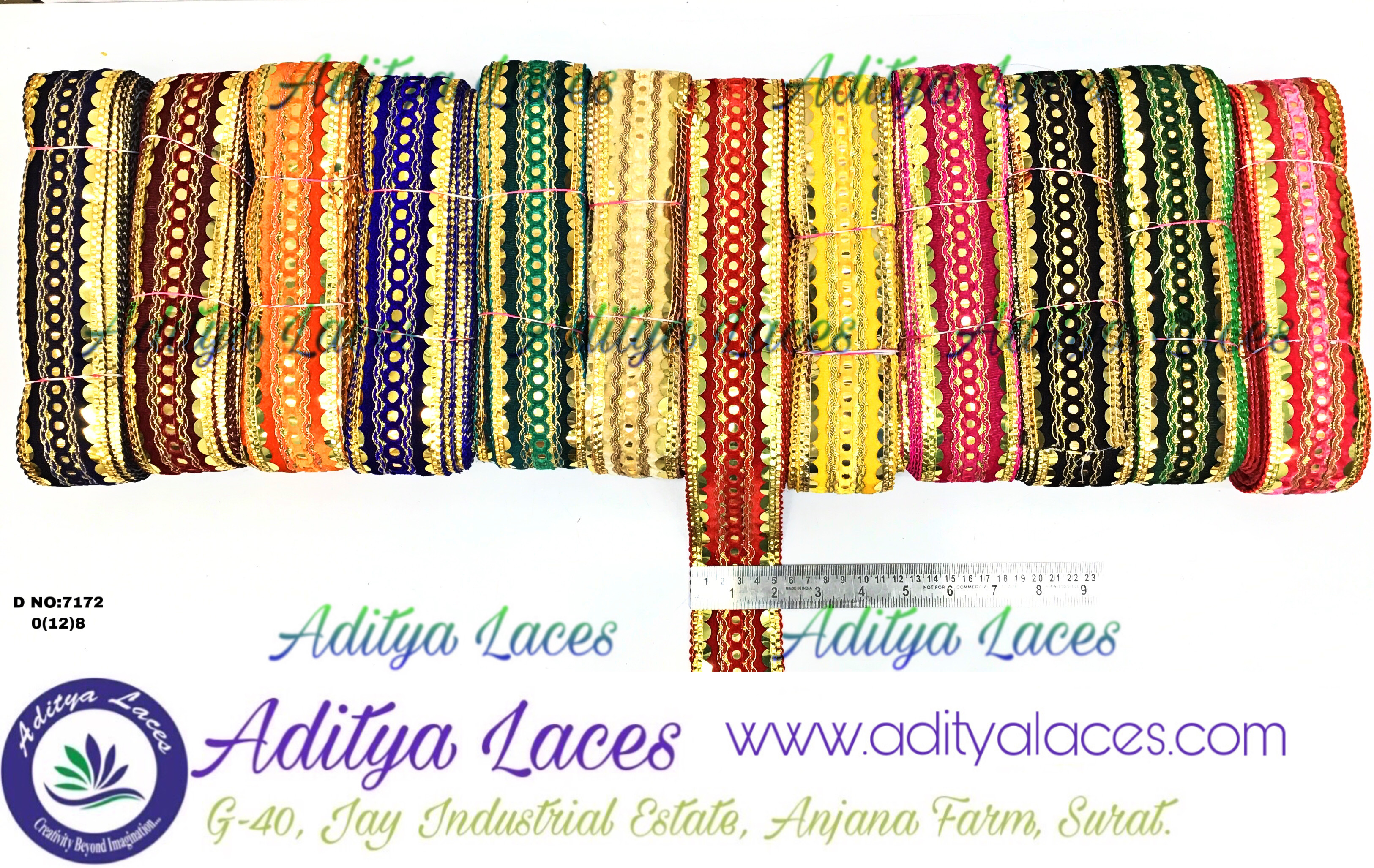 Fancy Lace - Velvet Fabric, 9 Meters Long, 1.5 To 0.5 Inches Wide | Soft Texture, Elegant Striped Pattern, Rich Color Options Including Red, Rani, Black, And More