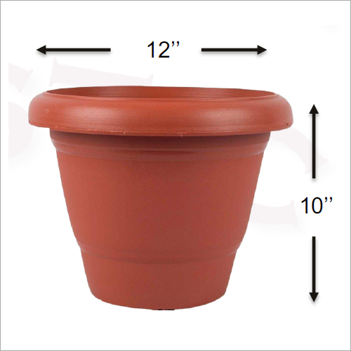 12 Inch Delex Pot - Plastic Construction, Red Finish | Ideal for Garden Use, Weather Resistant and Lightweight Design