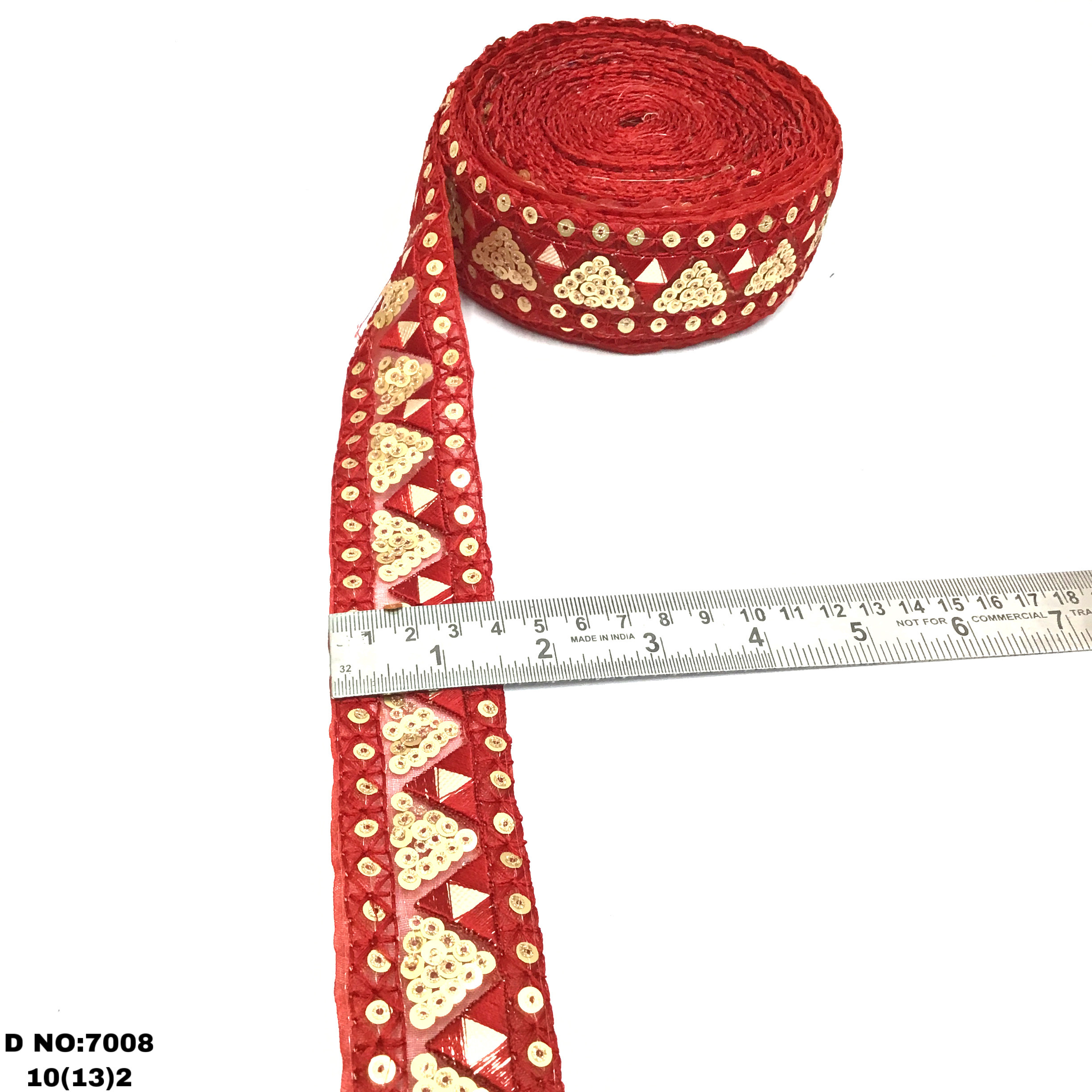 Aditya Lace Gota Patti - Organza Fancy Lace, 9 Meters Length, 1.5 To 4.5 Inches Width, Embroidered In Red, Rani, Yellow, Mustard, Navy Blue, Green, Pink, Royal Blue, One Sided Decoration With Sequins