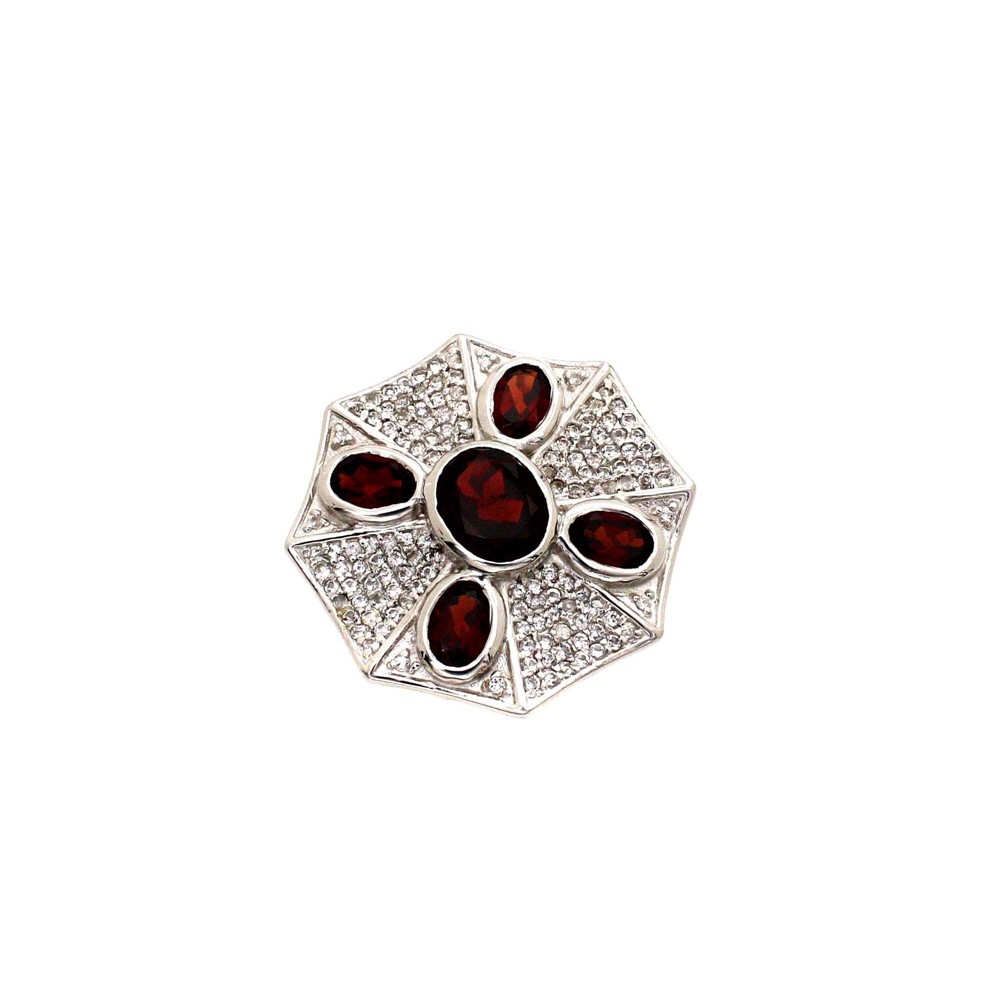 925 Sterling Silver Garnet Octagon Designer Ring