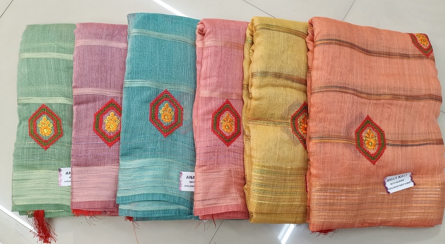 Cotton Silk Saree With Embroidery Work