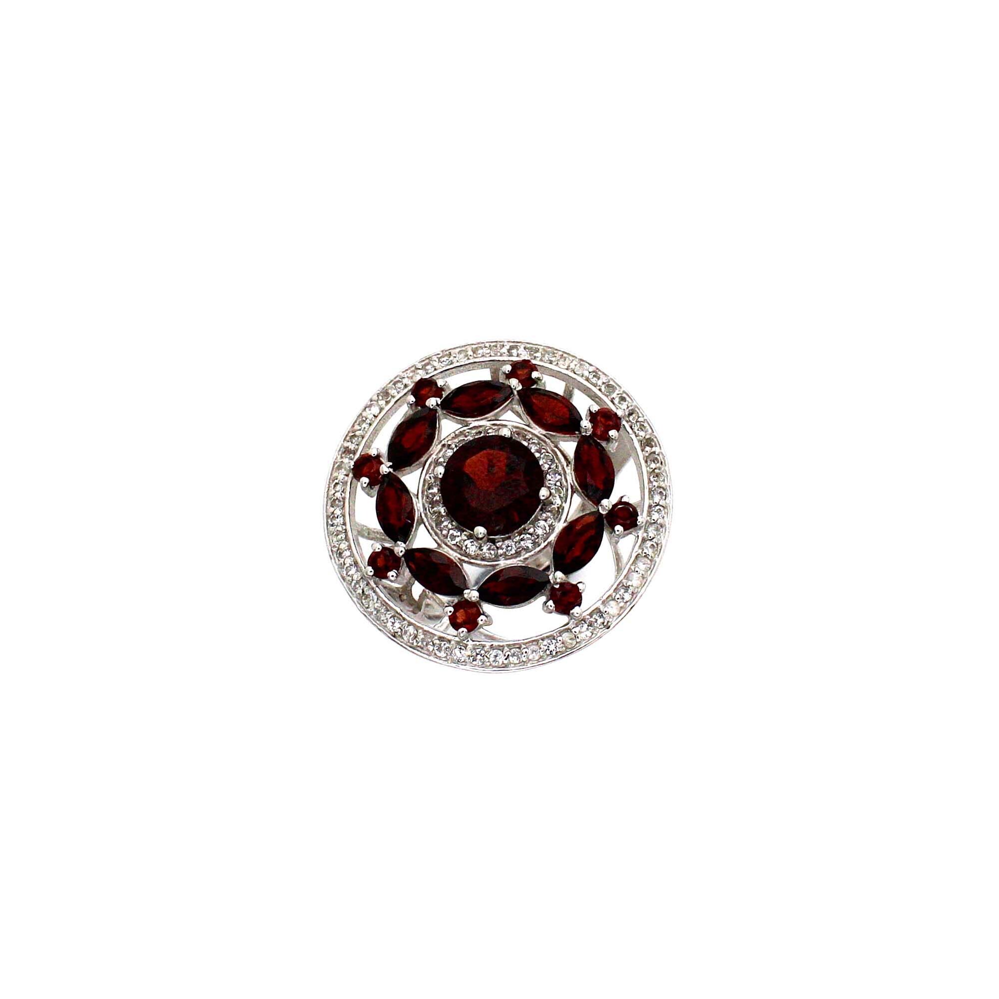 925 Sterling Silver Garnet Designer Ring