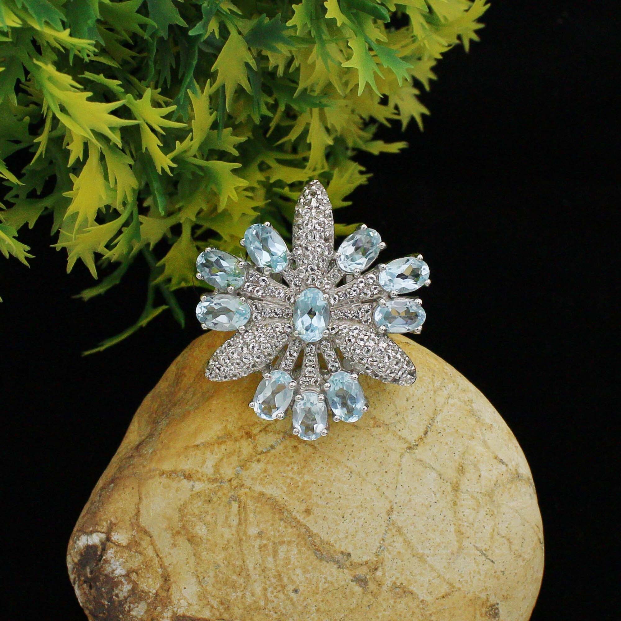 Blue Topaz Designer Silver Ring