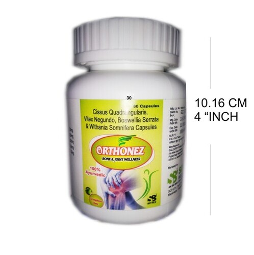 Cissus Quadrangularis - Capsules, 10.16 CM Size, White Color | 60 Capsules with Cissus Quadrangularis, Vas Nagundi, Boswellia Serrata & Withania Somnifera