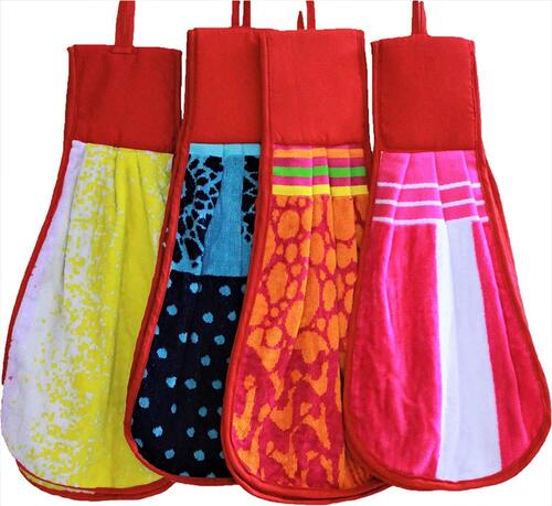 Red Microfiber Kitchen Hanging Hand Towel Double Side