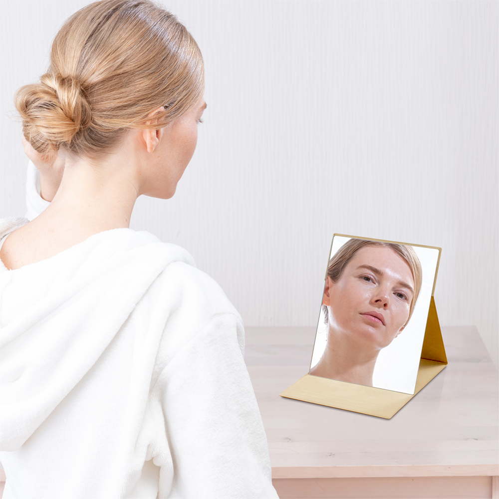 Compact Folding Mirror L Beige