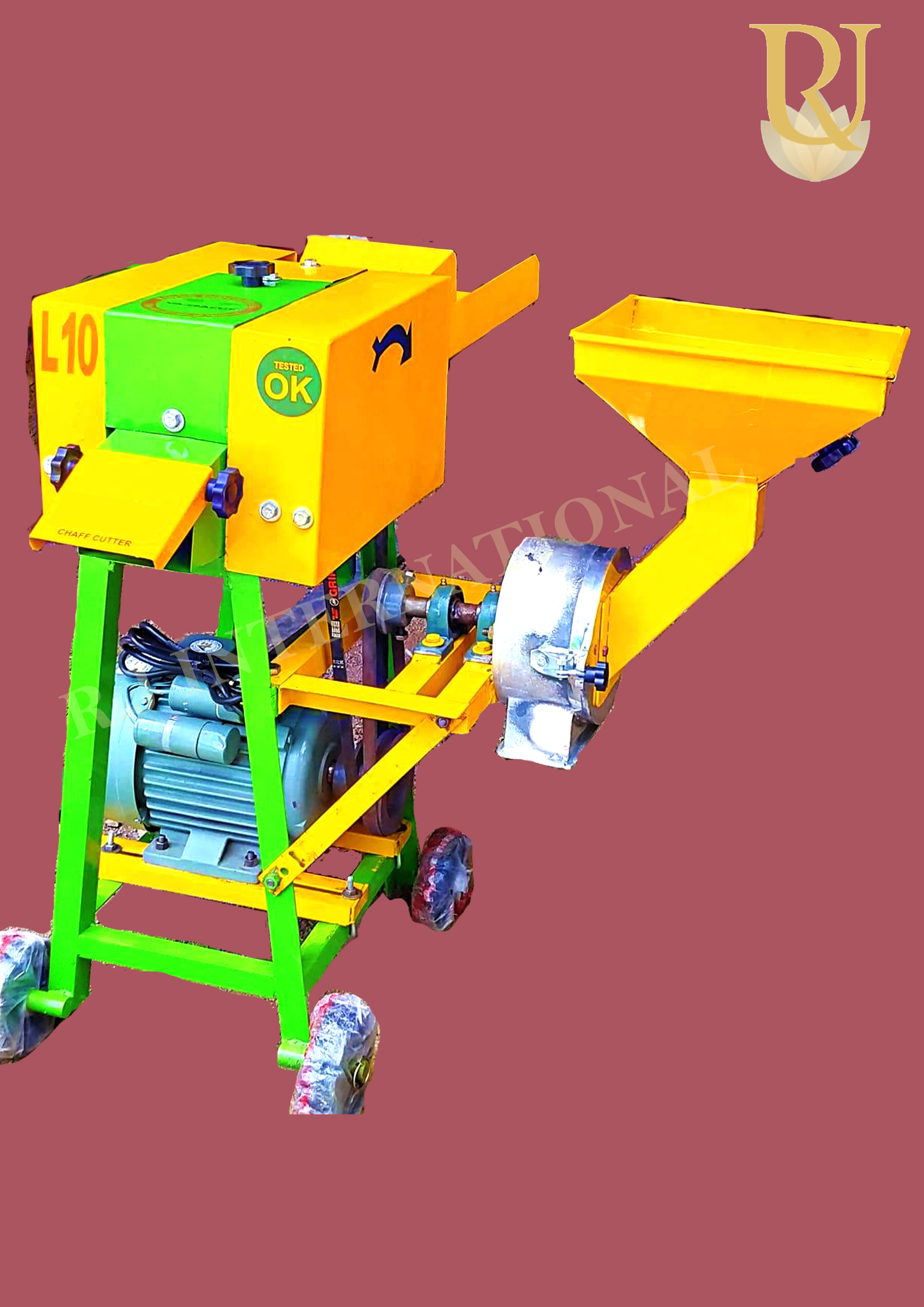 Chaff Cutter - Heavy Duty, 16x16x30 Inch | Semi Automatic, 240v Electric, 400-600 Kg/hr Capacity, 40 Kg Weight, Painted Surface Finish