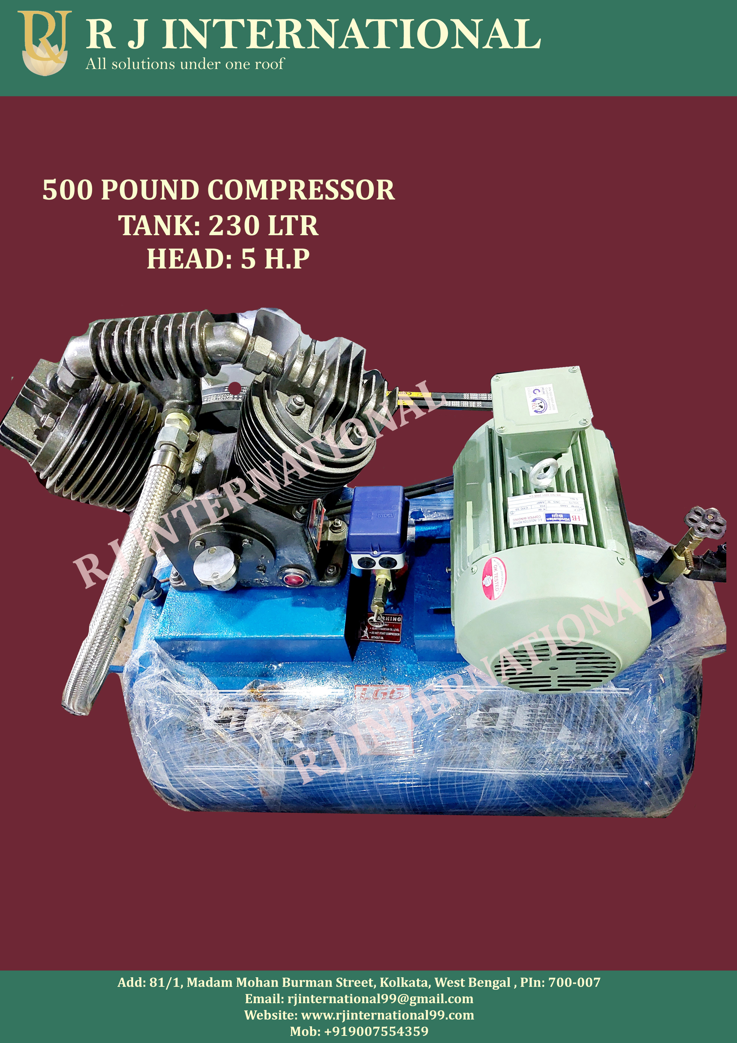 Industrial Metal Air Compressor - Air Flow Capacity: 10 Kilogram(kg)