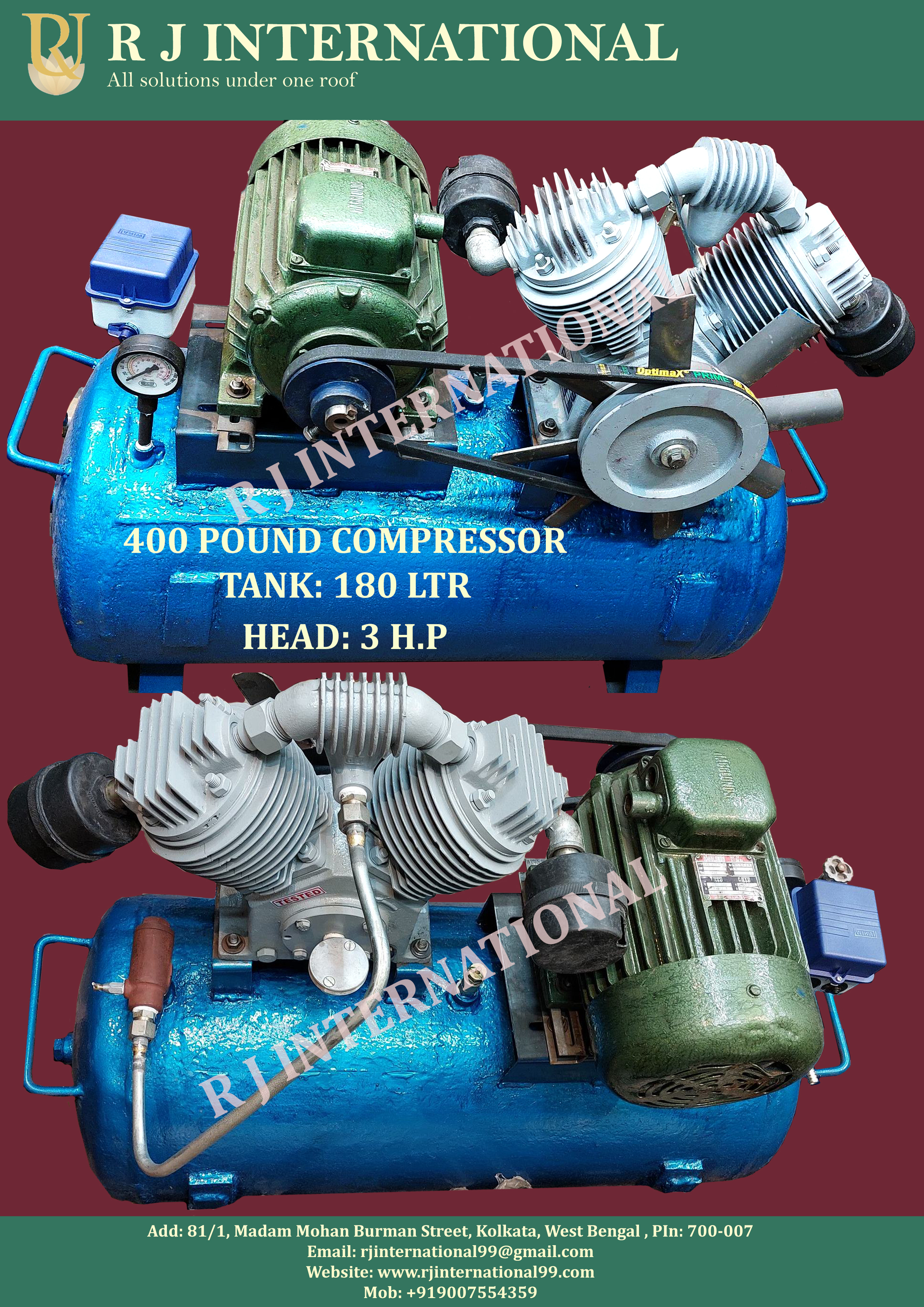 Industrial Metal Air Compressor - Air Flow Capacity: 10 Kilogram(kg)