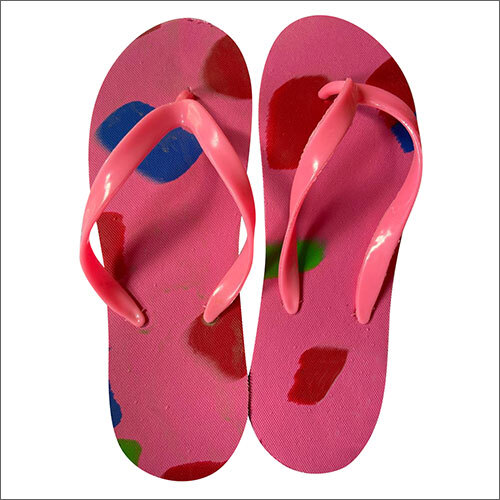 Pink Printed Rubber Slipper Size: Customized