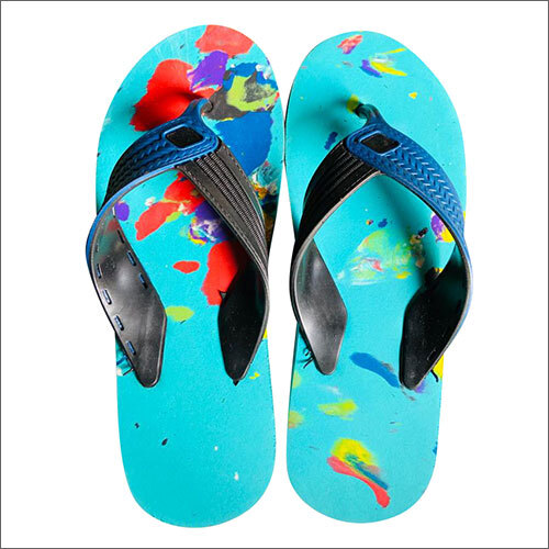 Ladies Printed Blue Rubber Slipper Size: Customized