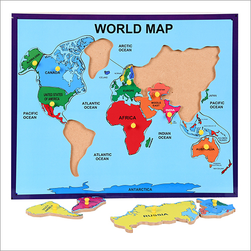 World Map Puzzle - Wooden Material, Multi-Color | Engaging for 5+ Years, Develops Sequencing Skills, Child Safe Packaging
