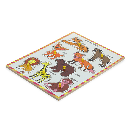 Animals Puzzle With Knobs - Wooden Material, 10 Pieces, 12 Inch Height, Multi-color | Commercial Use, Laminated For Enhanced Durability