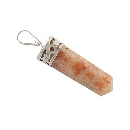 Sunstone Pencil Pendant - Mixed Metal, Approx. 40-50mm, Golden Orange Sunstone | Grade A, Polished Finish, Weighing Approx. 15-20 grams