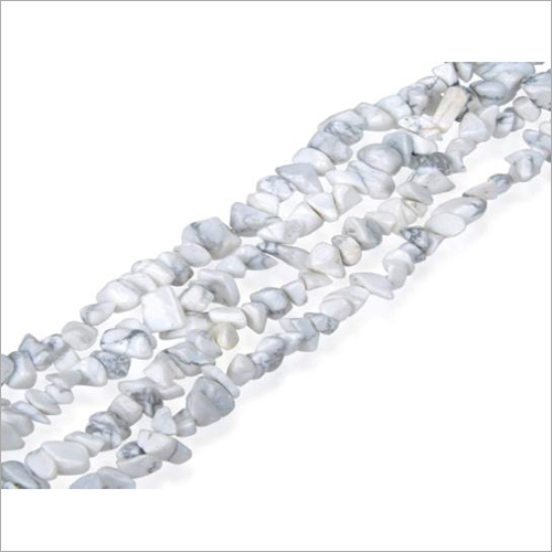 Howlite - Loose Beaded Necklace , Irregular Shape with Natural Texture, Lightweight White with Gray Veins, Polished Finish