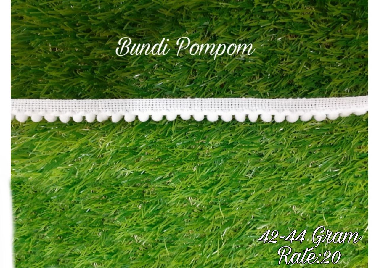 Pom Pom Laces - Nylon Material, 25 Meter Length, 1.5 To 2 Inches Width | White Color, One Sided Design, Exquisite Pom Pom Detailing For Crafts