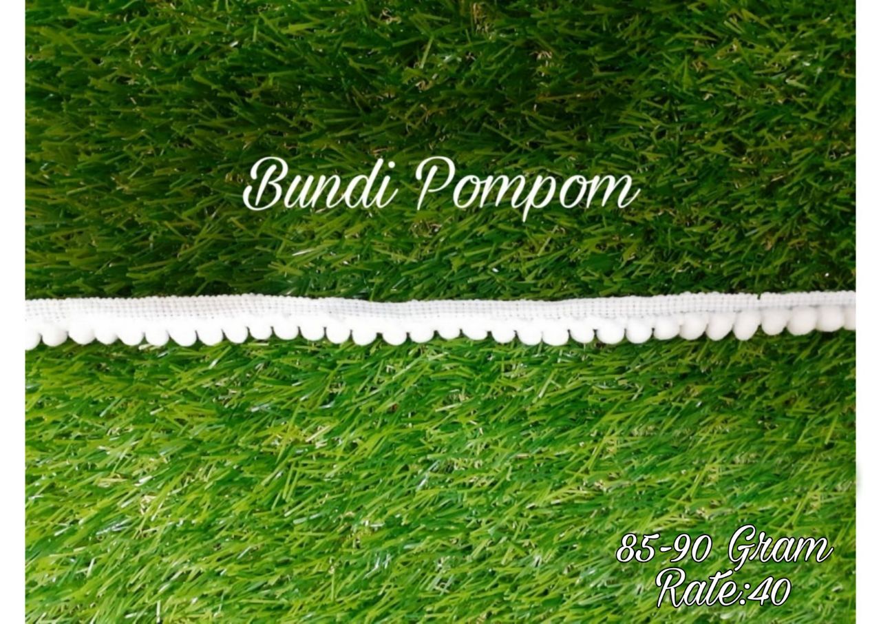 Pom Pom Laces - Nylon Material, 25 Meter Length, 1.5 To 2 Inches Width | White Color, One Sided Design, Exquisite Pom Pom Detailing For Crafts