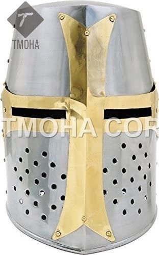 आयरन माइल्ड स्टील नाइट हेलमेट क्रूसेडर हेलमेट