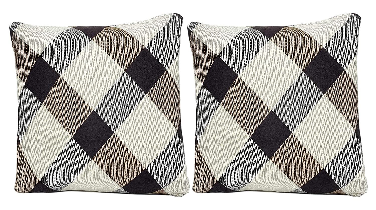 Square Polyester Throw Pillow Case Cushion Cover Home Sofa Decorative Cover Only No Insert 16.5x16.5 Inch/ 42x42cm Check