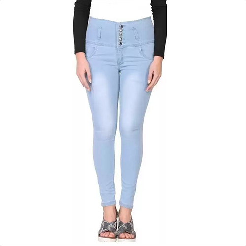 Sky Blue Ladies 5 Button Jeans