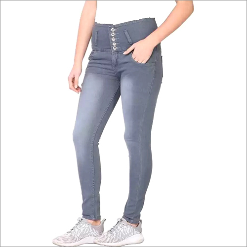 Washable Ladies 5 Button Gray Jeans