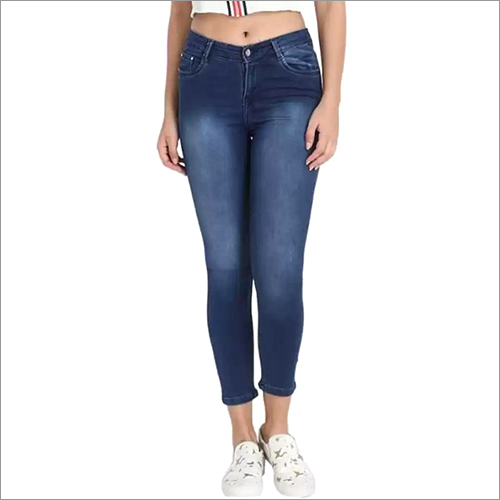 Washable Ladies 1 Button Navy Blue Jeans
