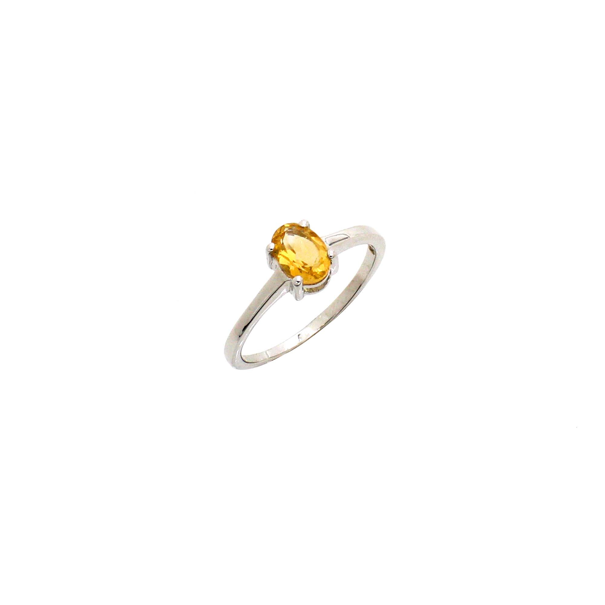 Golden Topaz Simple Silver Ring