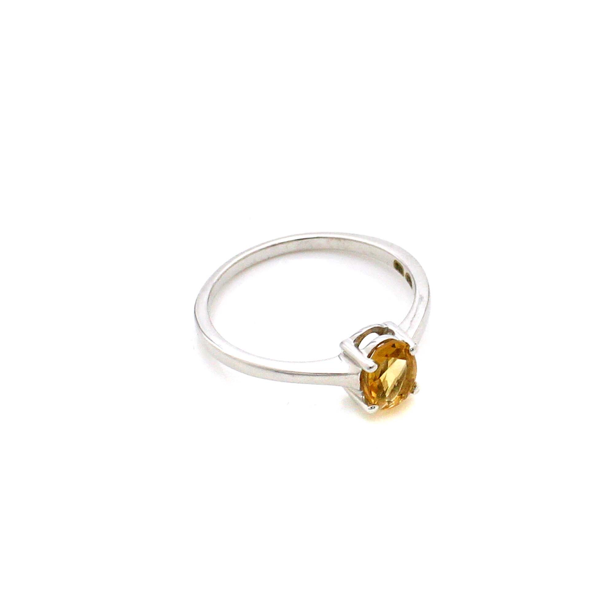 Golden Topaz Simple Silver Ring