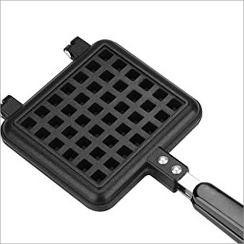 Gas Waffle Maker - Aluminium Alloy & Stainless Steel, 3mm Thickness, Black | Non-stick Coating, Easy To Clean, Ergonomic Heat Insulated Handle, Lightweight 480g