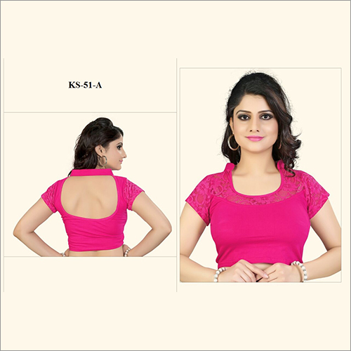 Pink Cotton Lycra Stretchable Fancy Blouse - Customized Sizes, Various Colors | Skin-Friendly, Quick Dry, All Season Attire