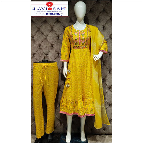 Plain Anarkali Kurti With Dupatta