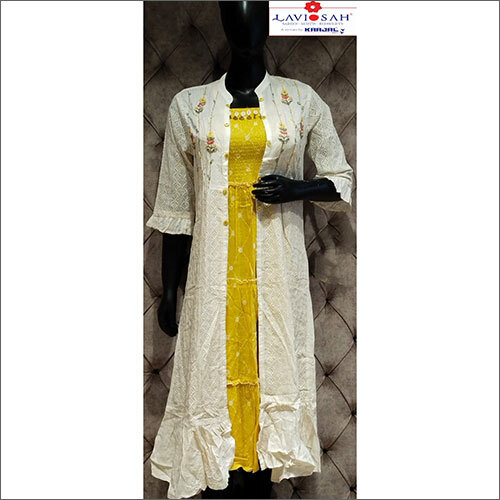 Cotton Stylish Top With Hakoba Jacket
