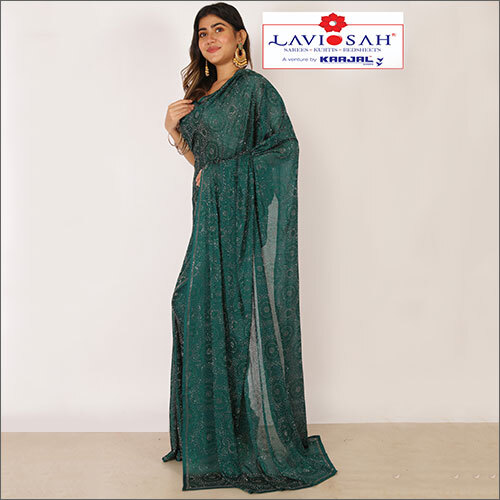 कॉटन हैंड क्राफ्टेड जैप जियोगेट सरवोस्की साड़ी