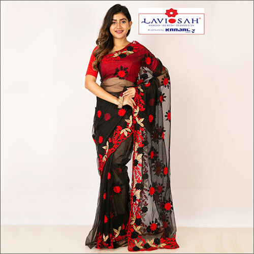 Cotton Party Wear Net Saree