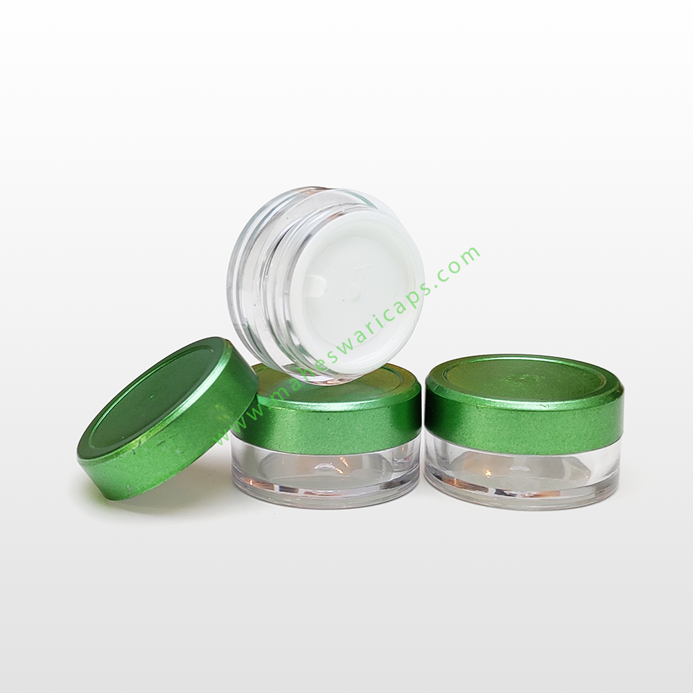 Transparent Acrylic San Jar For Cosmetic Packaging With Spray Cap - 8gm Round Shape Inner Lid Eco-friendly Material Injection Molding Technique Multiple Color Options