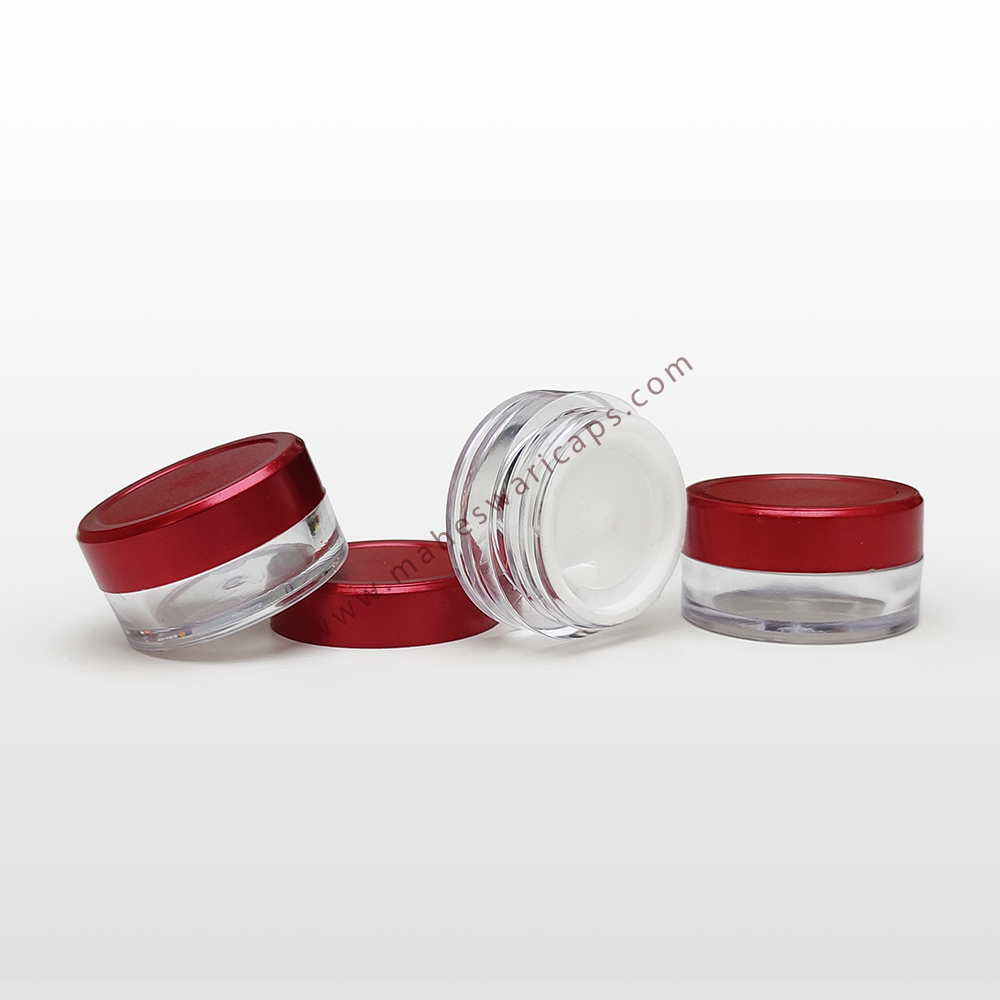 Transparent Acrylic San Jar For Cosmetic Packaging With Spray Cap - 8gm Round Shape Inner Lid Eco-friendly Material Injection Molding Technique Multiple Color Options