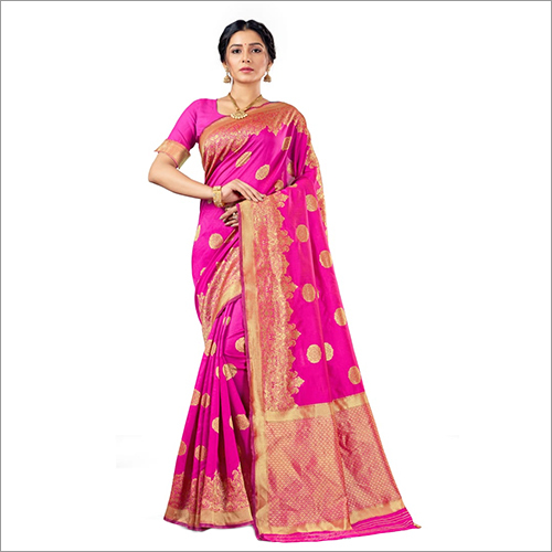 Ladies Pink Mohak Banarasi Saree