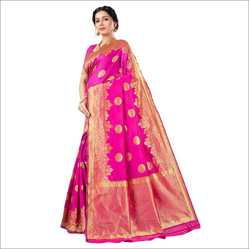 Ladies Pink Mohak Banarasi Saree
