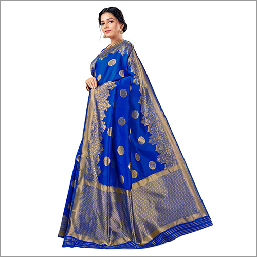 Ladies Blue Mohak Banarasi Saree
