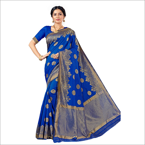 Ladies Blue Mohak Banarasi Saree