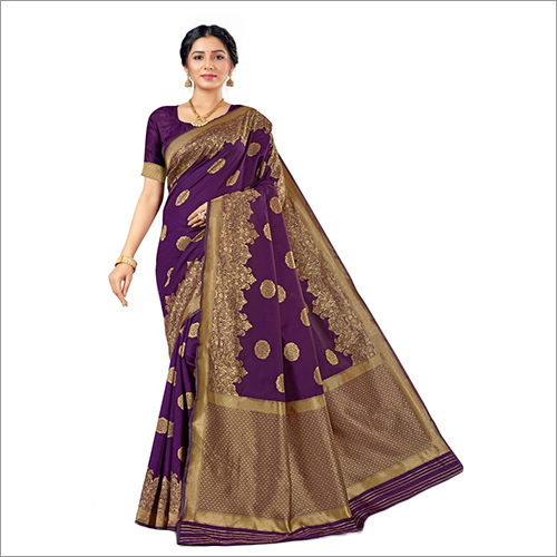 Ladies Purple Mohak Banarasi Saree