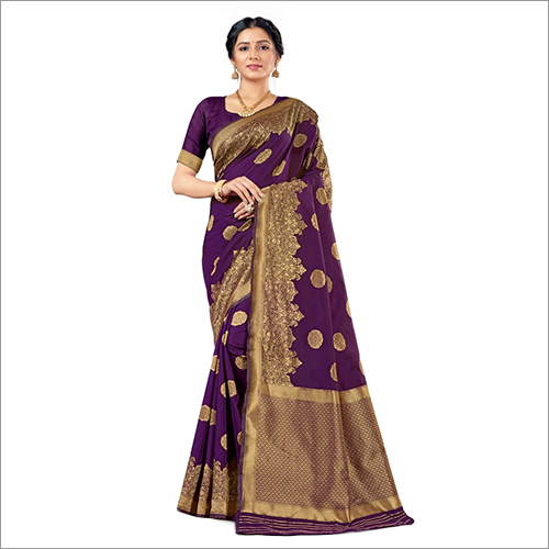 Ladies Purple Mohak Banarasi Saree